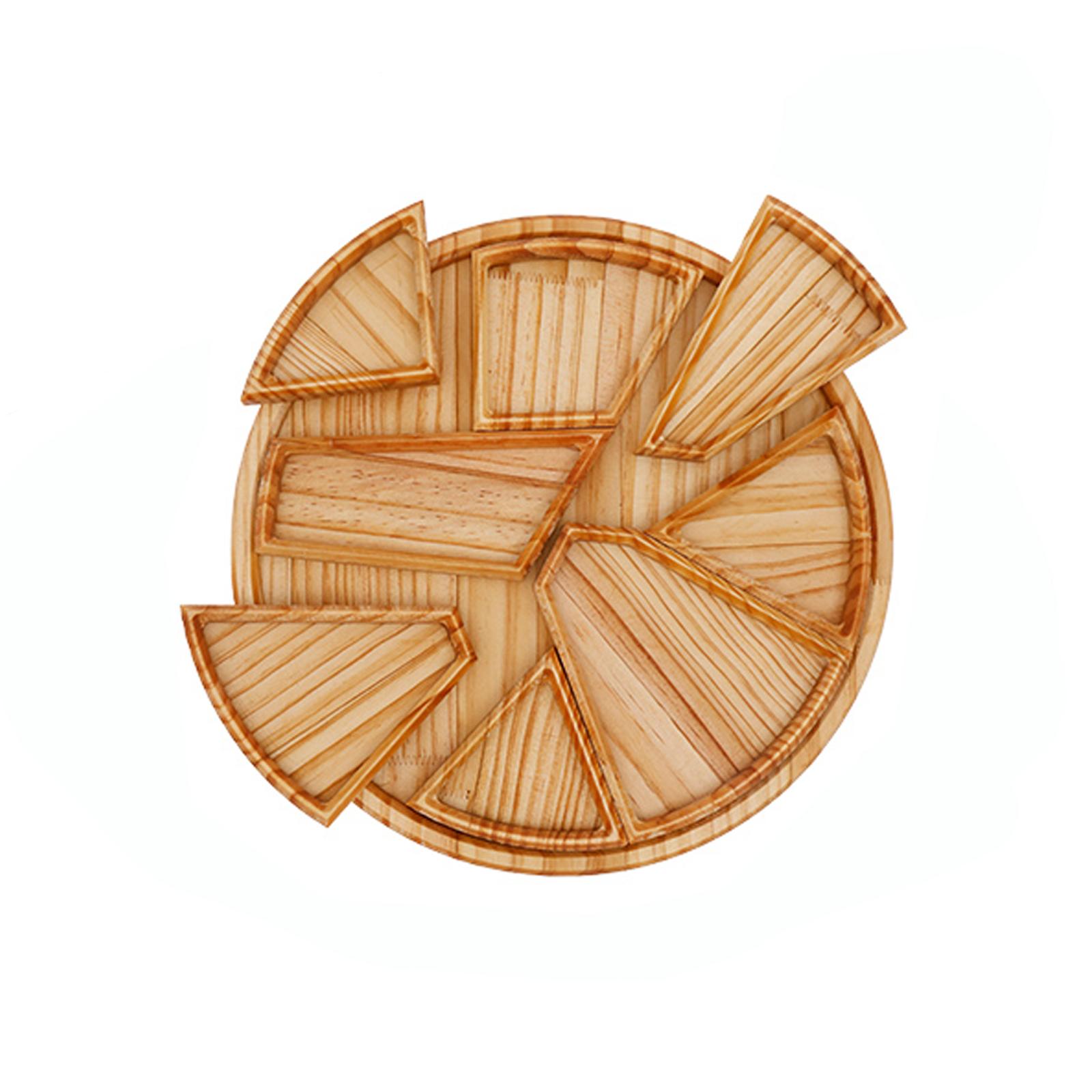 

Поднос-пазл с 8 съемными отделениями, деревянный разделенный поднос, блюдо для еды для фруктов, десертов, орехов, закусок