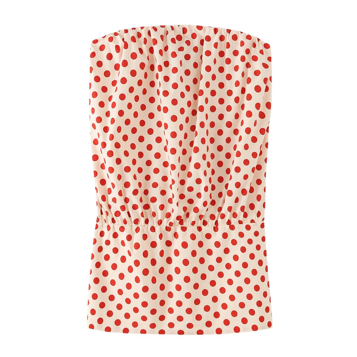 Spring 2026 European & American Style Women s Polka Dot Strapless Dress M
