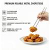 Stainless Steel Chopsticks 5 Pairs, 9 Inch Reble Metal Chop Sticks, Lightweight Hollow Design, Square Anti-Roll & Non-Slip Tips, Dishwasher Safe Food