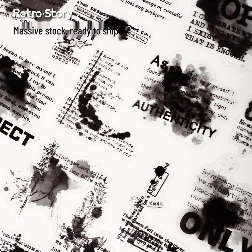 RetroStory Ink Dye Series Decorative Stickers - Creative Retro Background for DIY Collage & Journal