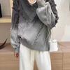 Collar Gradual Change Color Top Autumn and Winter New Fringed Design Lazy Loose Pullover Knitted Sweater Women