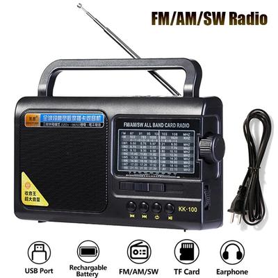Récepteur Radio FM/AM/SW Portable pleine bande, lecteur de musique MP3 TF USB avec prise casque 3.5mm, prise en charge de la batterie AC 220V/3 * D