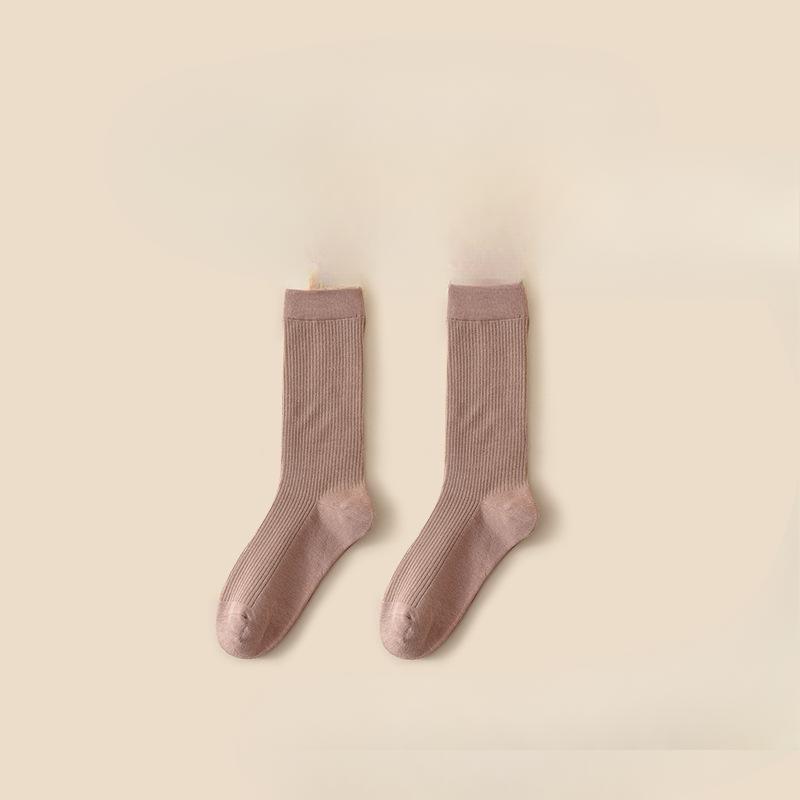 

Женские утолщенные спортивные носки из чистого хлопка однотонной расцветки на весну и осень 1 pair кофейный