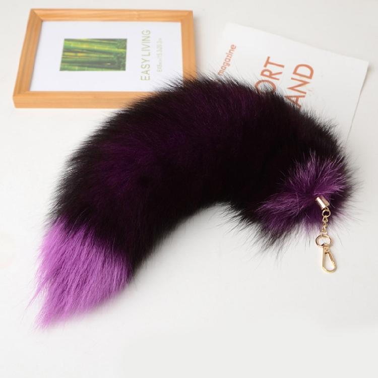 Gradient Foxes Furs Tail Pendant Keychain Keys Holder for Purse Bag Decoration