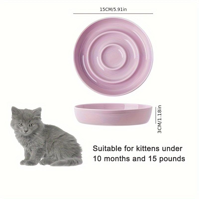 Ceramic Slow Feeder Cat Bowl - Protects Cervical Spine for Kittens Under 10 Months, Non-Tip Small Dog Food Dish, Suitable for Cats & Small Dog Breeds