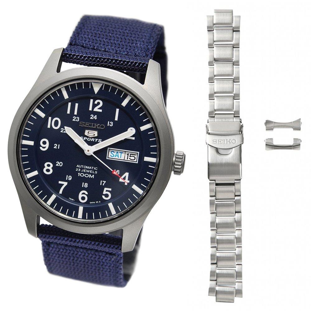 

набір із 5 шт. SNZG11K1 і справжній військовий металевий ремінь 22 мм Seiko 5 [Набір продукту] [Seiko Import] [Реімпортований продукт] 2 шт.