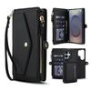 For Samsung Galaxy S25 Ultra Wallet Case Magnetic Detachable PU Leather Phone Cover with 2 Straps