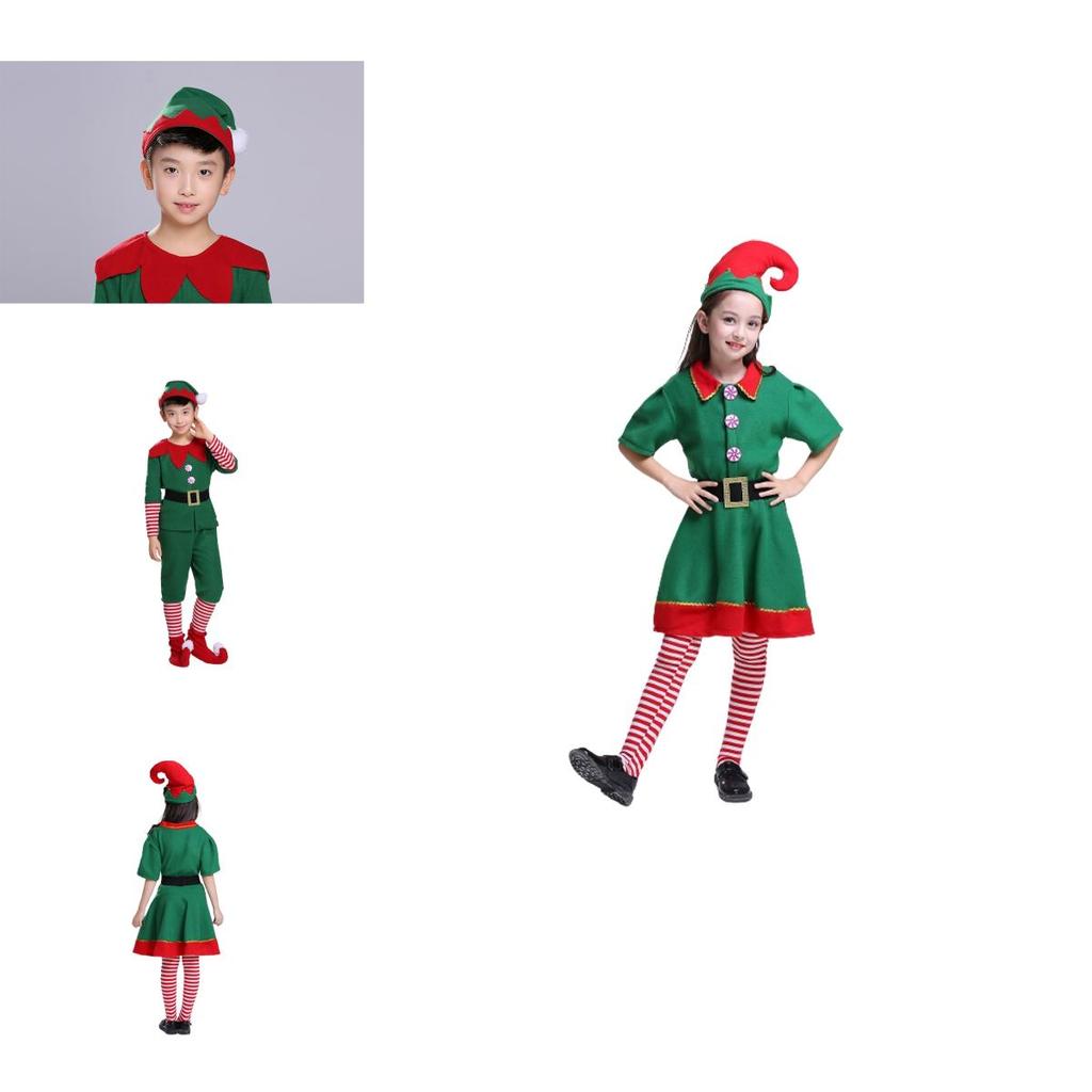 Premium Kids Christmas Elf Fancy Dress Set For Xmas Parties Cosplay Role Play