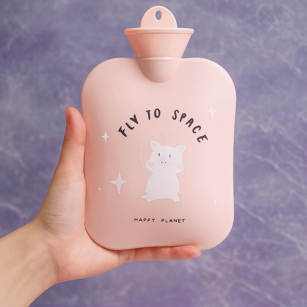 PVC Cartoon Pig Hot Water Bag with Plush Cover Hand Warmer Portable Hot Water Bottles  Foot