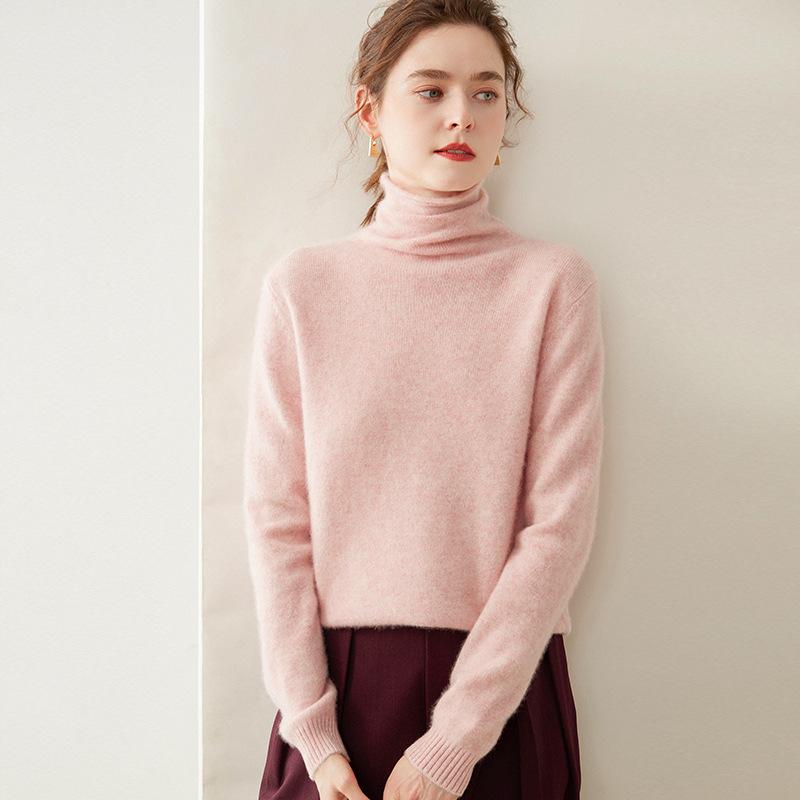 Cashmere Stack Collar Sweater: 2025 Autumn/Winter Women's Loose Slimming Korean Style Pullover Base Layer.