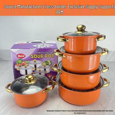 Cross-Border 10-Piece Stainless Steel Cookware Set: Thickened Milk and Soup Pots, Ideal Gift