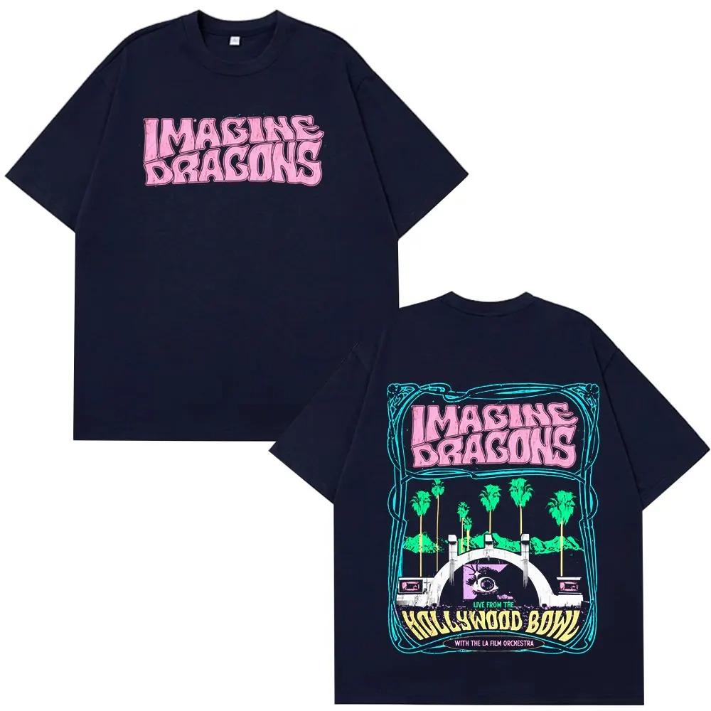 Imagine Dragons Hollywood Bowl Live Concert Double Sided Vintage T-Shirt Rock Band Oversized Cotton Unisex Tee