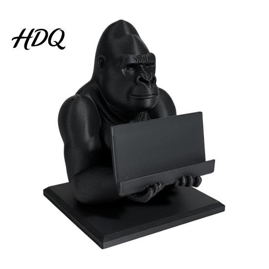 Modern Office Accessories for Men 3D Printed Gorilla Business Card Holder Phone Stand Cool Desktop Unique Gifts Colleagues Organizer Figurine