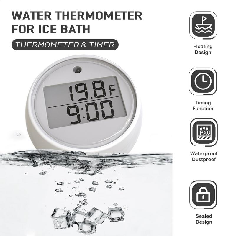 Kaltwasserbad Thermometer Langlebige Wasserdichte Poolthermometer LED-Anzeige Eisbad Kaltwasserbad Zubehör mit Timer