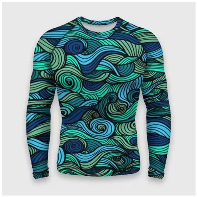 Men's Spring And Autumn Fashion Street Personality 3d Printed Round Neck Long Sleeve T-Shirt Loose Breathable Plus Size Top