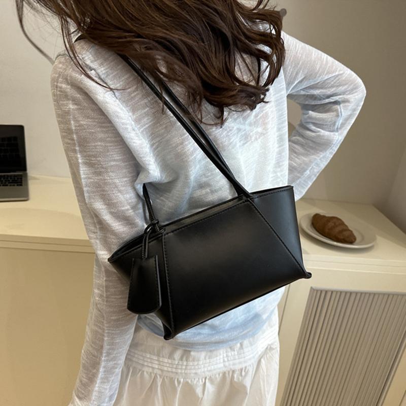 Simple Stylish Solid Color Tote Bag Luxury Casual Pu Leather Shoulder Bag Leisure High-end Women's Underarm Bag
