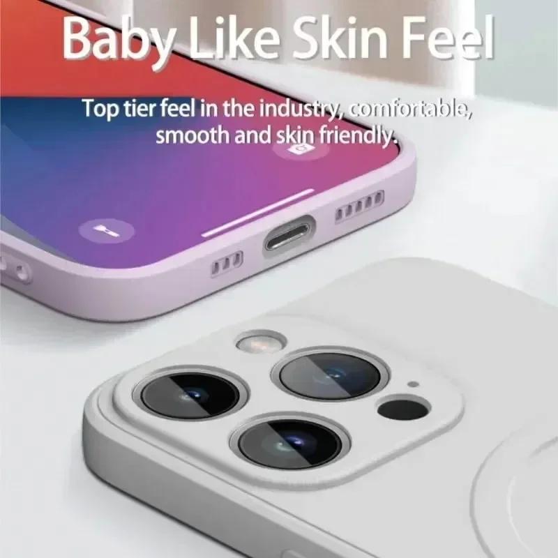 Tekutý silikonový kryt Pro iPhone 16 17 15 14 13 12 11 Pro Max Plus Mini Air Pro Magsafe Magnetické bezdrátové nabíjení Měkký kryt funda