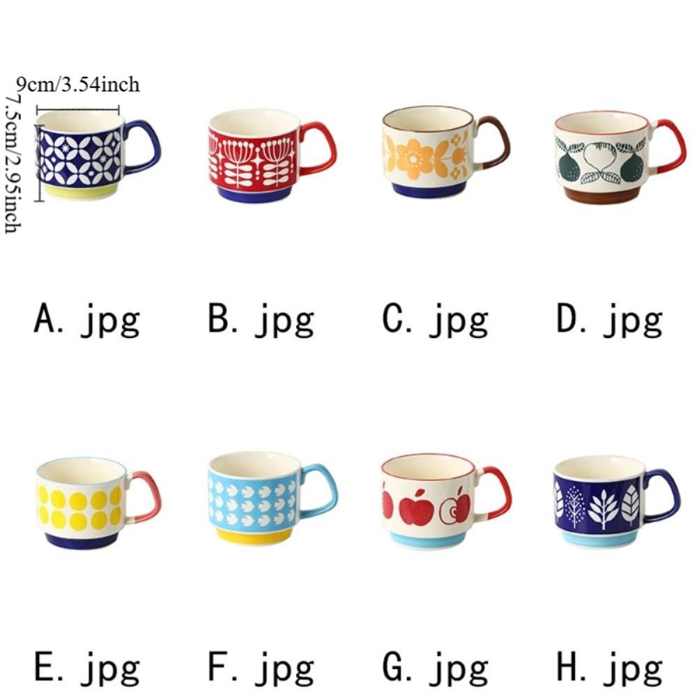 Underglaze Painting Japanese Coffee Mug 300ml Office Water Cup Creative Milk Oatmeal Cup  Office