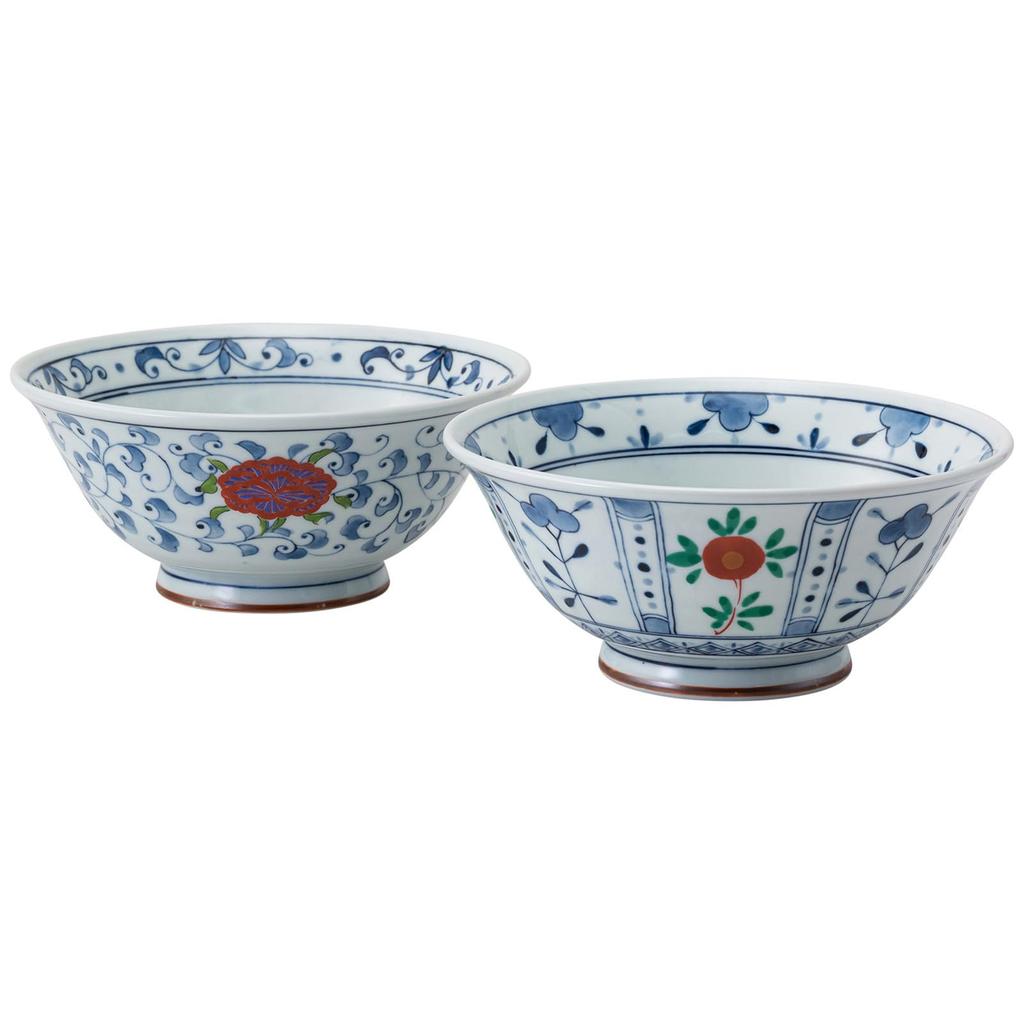 Nishikai Pottery Hasami Ware Lightweight Noodle Bowl Pair Donburi Set Tableware Set Rice Bowl Noodle Bowl Menbachi Bowl Donburi Bowl Diameter 19 X