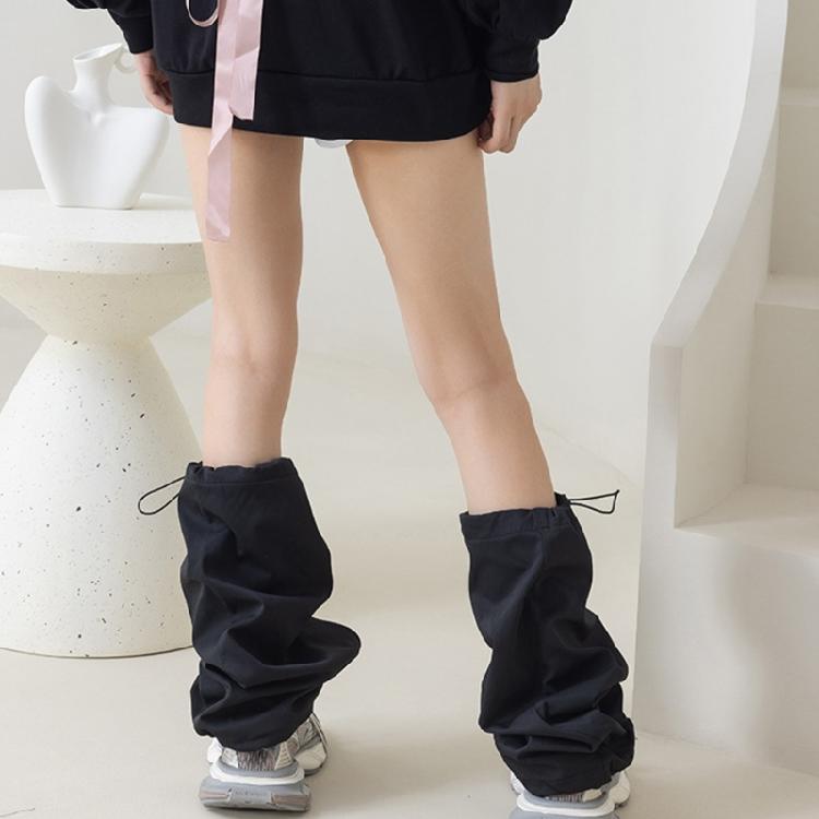 Harajuku Cargo Leg Cover with Adjustable Drawstring Motorcycle Punk Baggy Footless Socks Leg Warmer Gaiters for Women