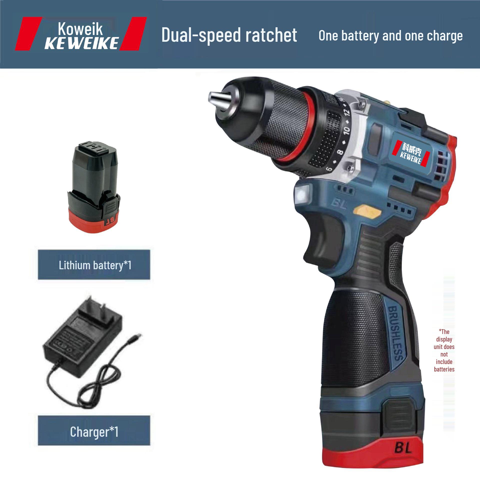 

Keweike 18V High-Power Brushless Cordless Electric Drill & Impact Screwdriver