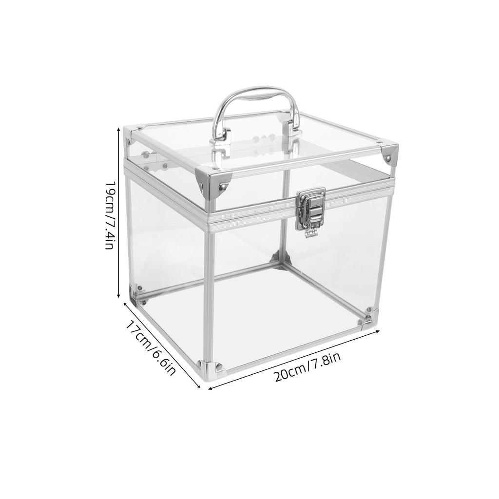 Vinyl Record Storage Box with Carry Handle Acrylic Album Organizer Case for Dust Free Display and Transport in Living Room Study