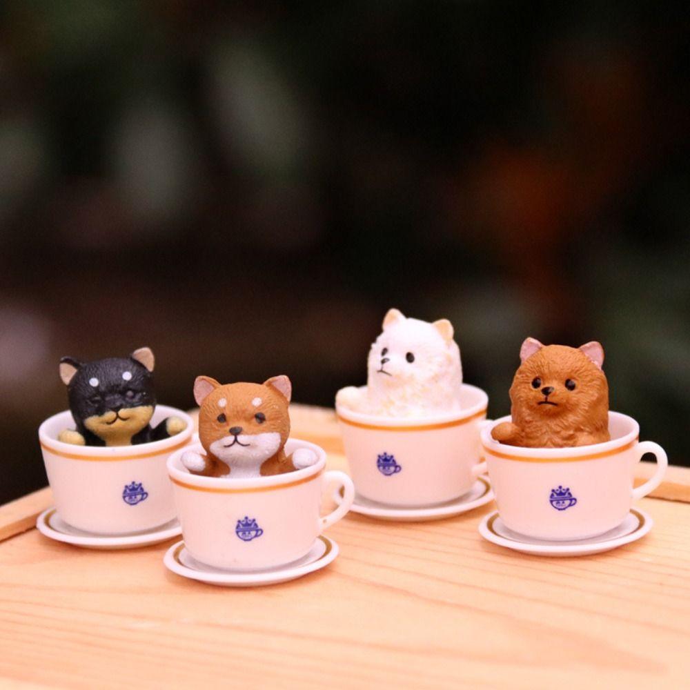 Gashapon Toys Teacup Dog Cats Puppy Kitten Miniature Dog Ornaments Landscape Decoration