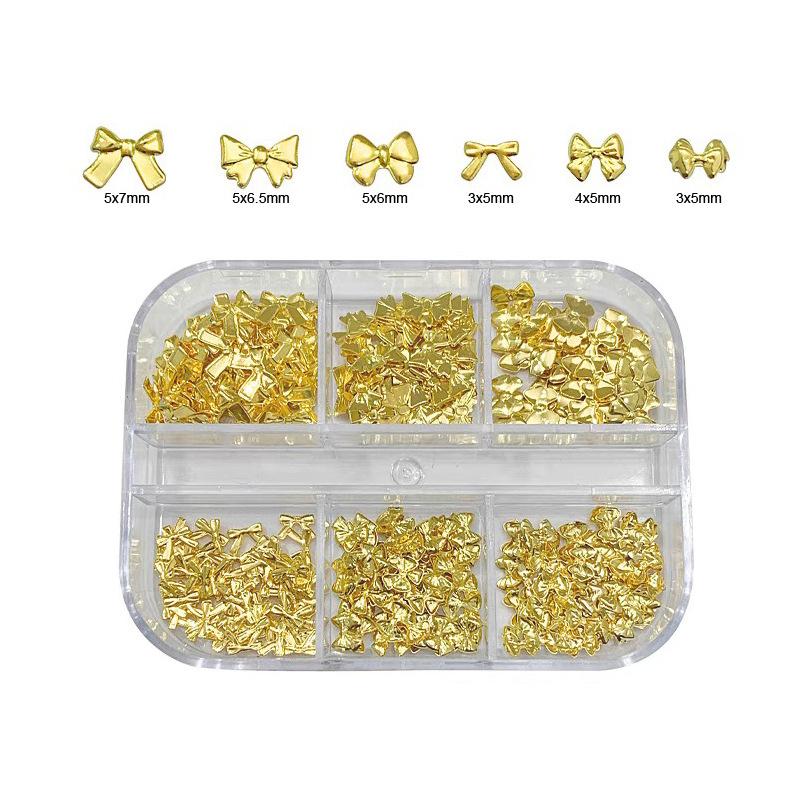 

6 сеток/коробка смешанный сплав мини бант для ногтей подвески 3D бант украшения для ногтей аксессуары Diy 2
