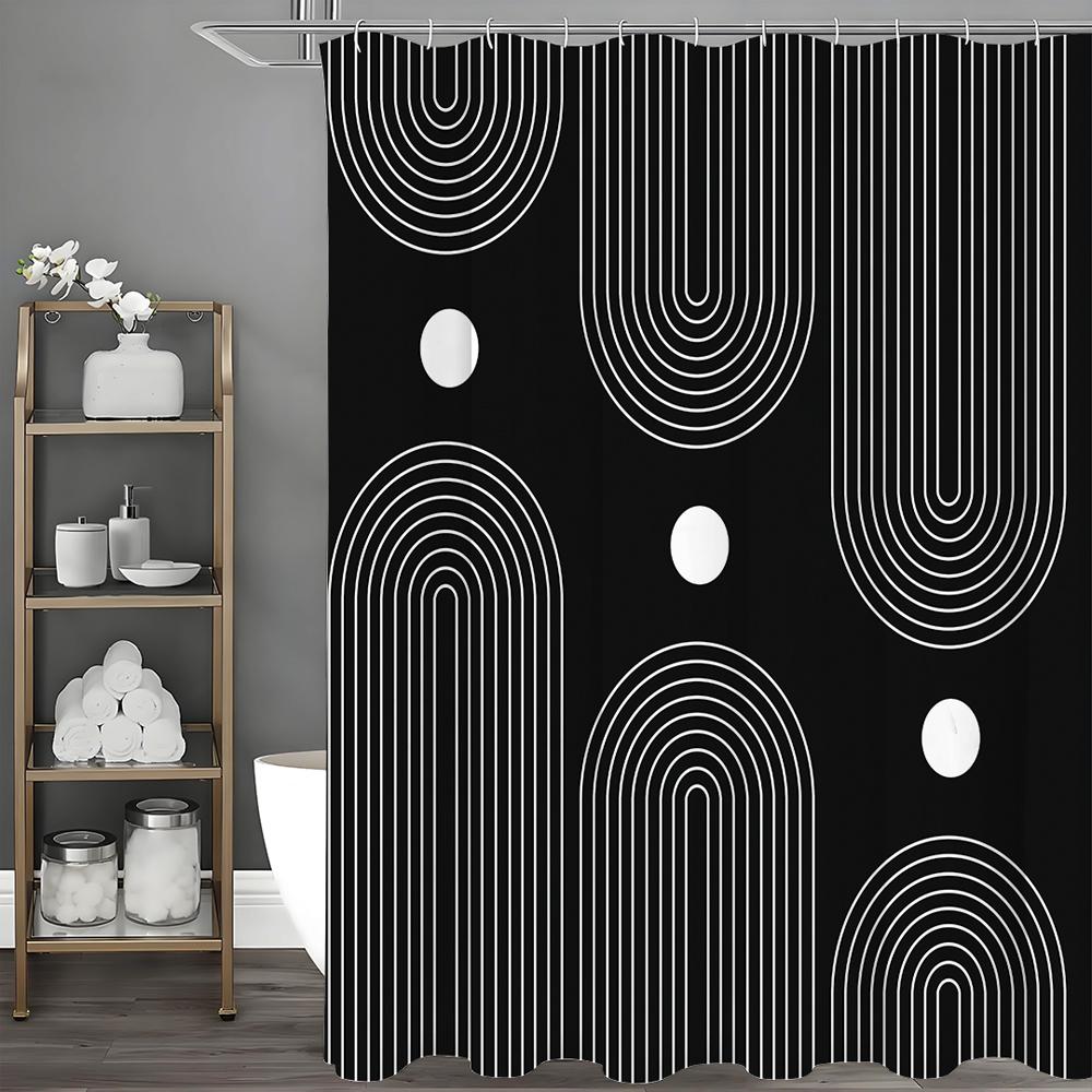 

Современная геометрическая арка Солнце Минималистичная шторка для душа, Декоративная шторка для душа для ванной, Водонепроницаемая шторка для душа с крючками 90*180cm