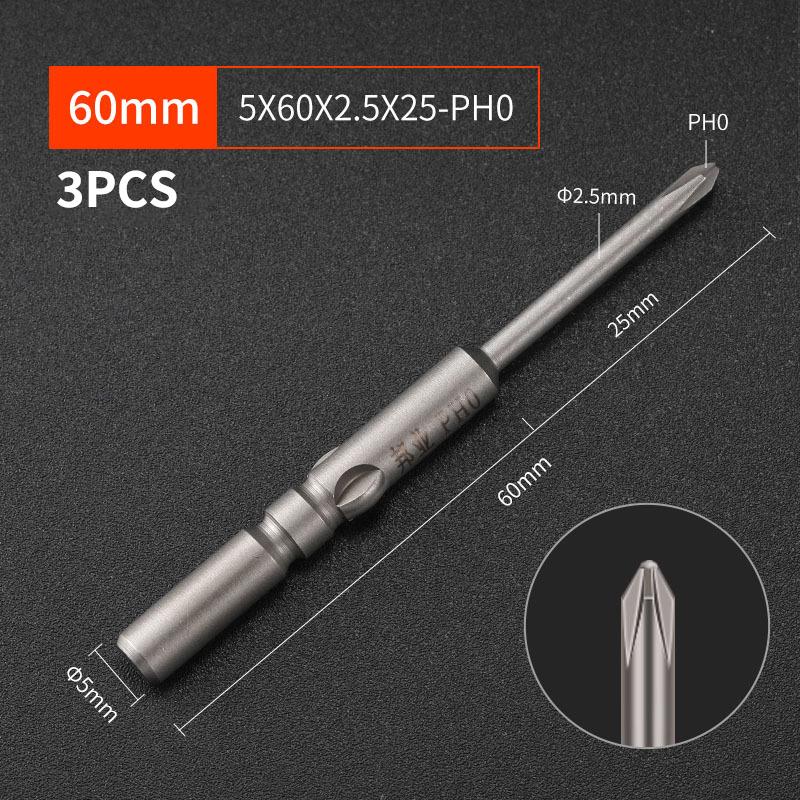 §Length 60mm Screwdriver Bit Multiple Sizes S2 Material Electric Screwdriver Bit No Slipping High Hardness Electric Bit