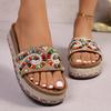 Damen Pantoffeln Plateau Sommerschuhe für Damen 2026 Neue Strand Sandalen Lässige Sandalen Bohemian Handgemachte Pantoffeln Damen Schlappen Damen