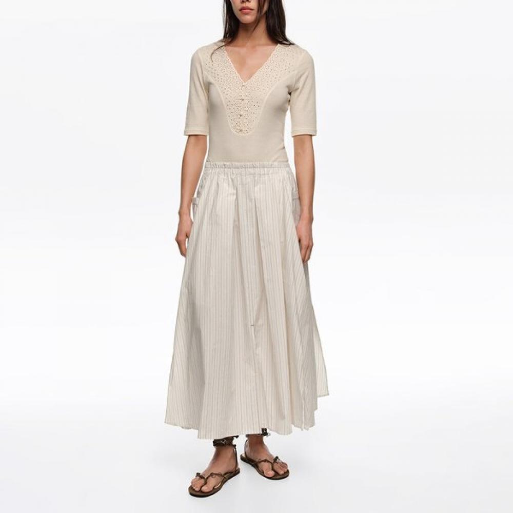 

BimbA Y LolA A Line Stripe Denim Skirt ivorY b265Aws006ivb Ivory/XS