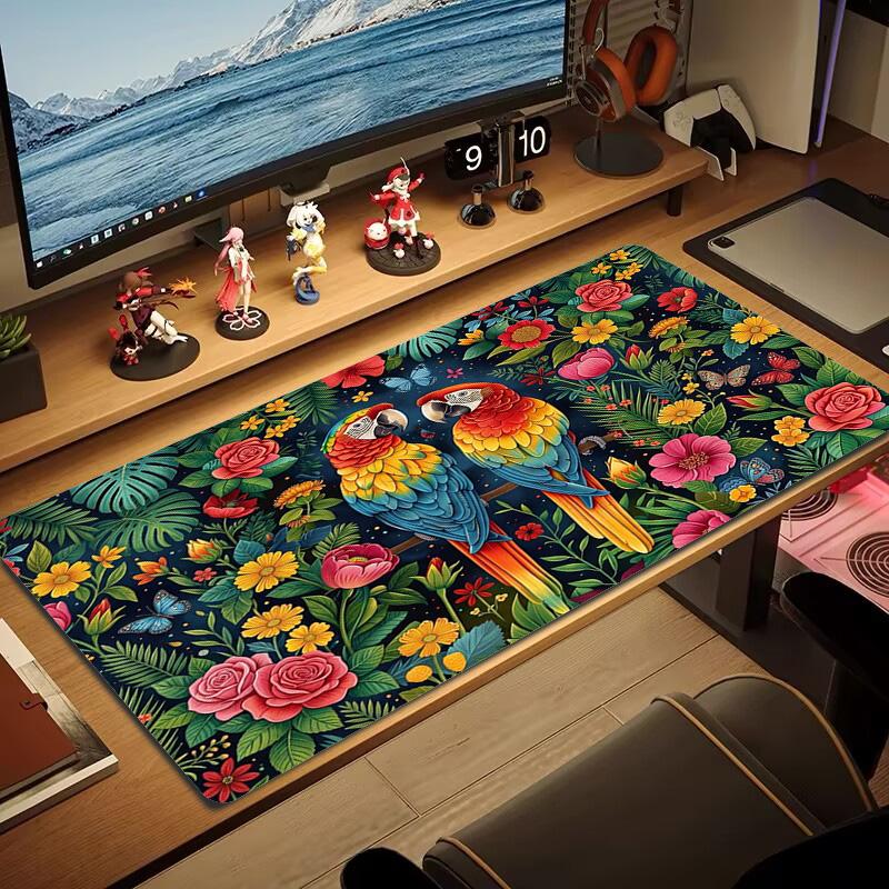 Tropical Parrot Color Mouse Pad Large Gaming Table Cushion Non-slip Laptop Tablet Big Mousepad XXL Mat Mini PC Playmat With Lock Edge