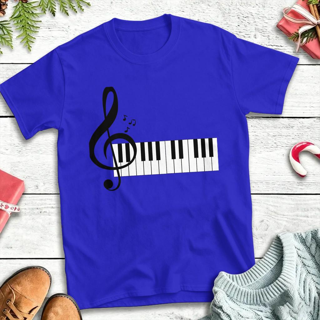 Piano Key Treble Clef T Shirt Summer Y2K Funny T-Shirts 100% Cotton Harajuku Tshirt For Men's Casual Tops