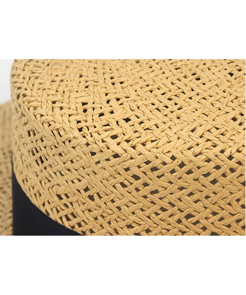 Beige Navy Line Panama Hat