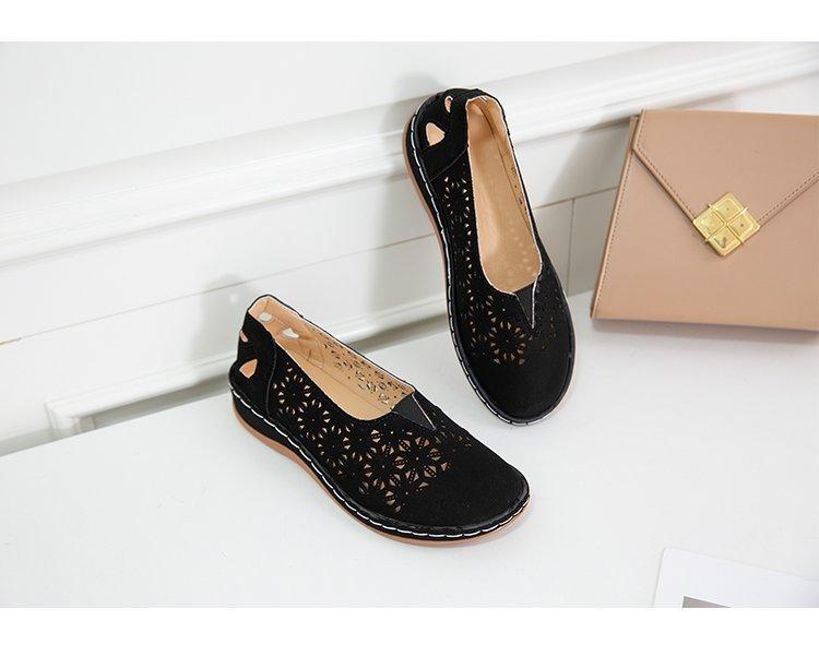 New European and American casual flat-bottomed hollow hole shoes women's summer round head one-pedal loafers lazy shoes
