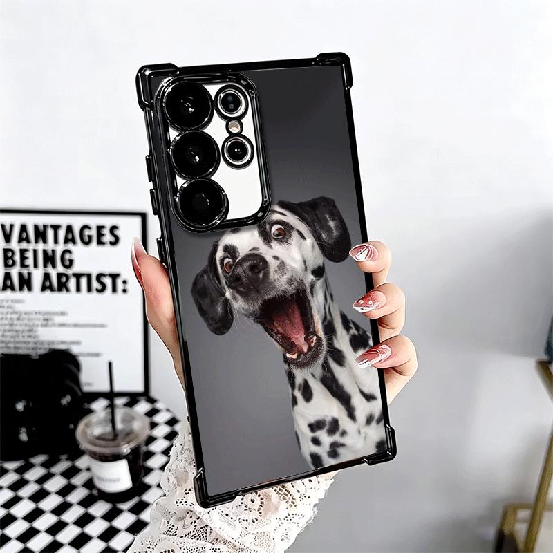 Dalmatian Cute Dog Plating Phone Case For Samsung Galaxy S24 S25 FE S26 Edge S23 Ultra S22 S21 Plus S20 Anti-Fall Airabag Cover