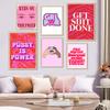 Różowy styl Girl Power Boobs Wall Art Canvas Decor Drukuj Cipka to moc Cytat Abstrakcyjne plakaty Zdjęcia Nowoczesne malowanie ścian pokoju