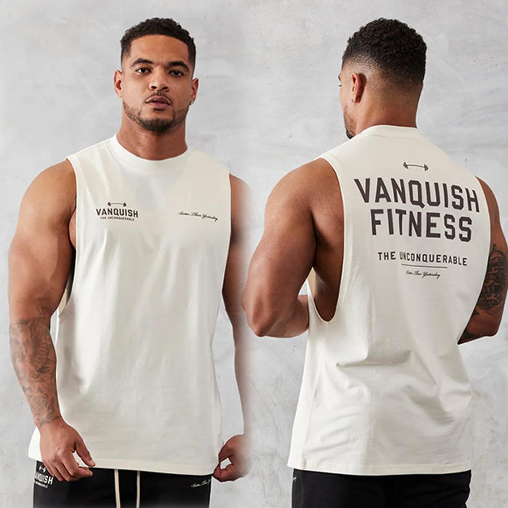 Pánska letná ležérna potlačená vesta Fitness tielko Vonkajšie behanie Športové bezrukávové tričko