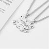 High-end Stainless Steel Bamboo Chain Animal Shape Cat Hugs Couple Pendant Necklaces for Unisex Best Friend Gifts
