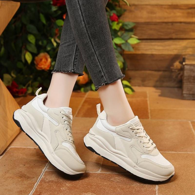 Autumn and Winter Women's Shoes, Women's Sneakers, White Sneakers, Low-top Round-toe Lace-up Casual Shoes