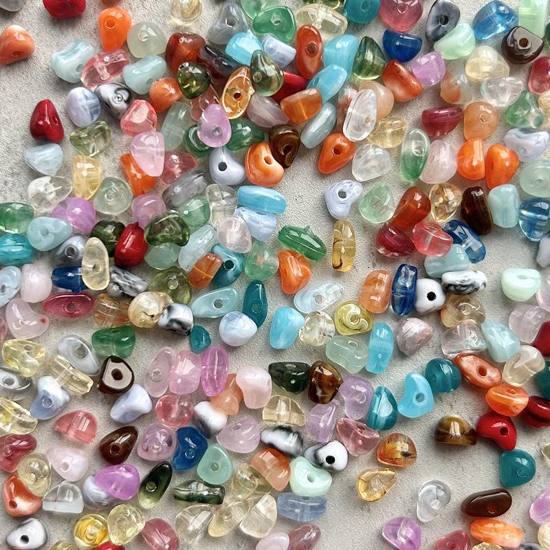 5-8mm Irregular Marbled Acrylic Beads: DIY Handmade Imitation Crushed Stone Crescent Beads 10g (approx. 80 pcs)