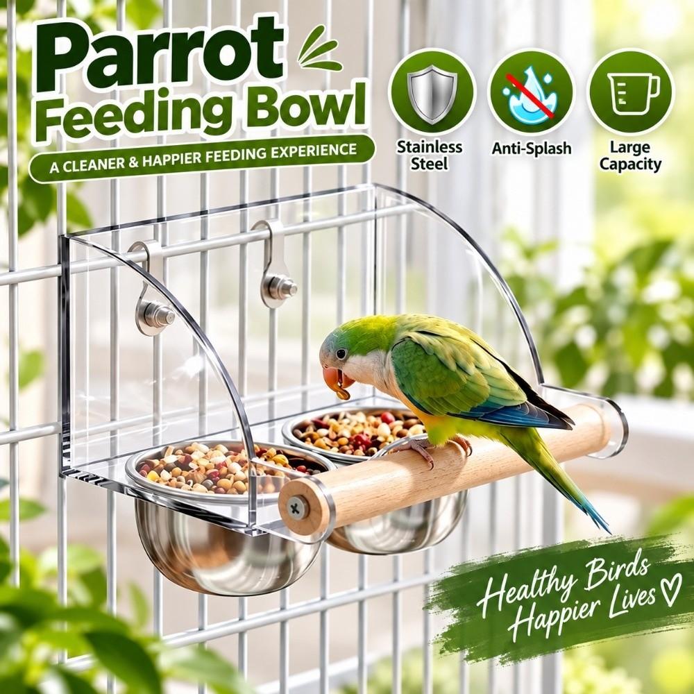 Stainless Steel Parrot Feeding Bowl Durable Bird Food Container Bird Food Water Bowl Parrot