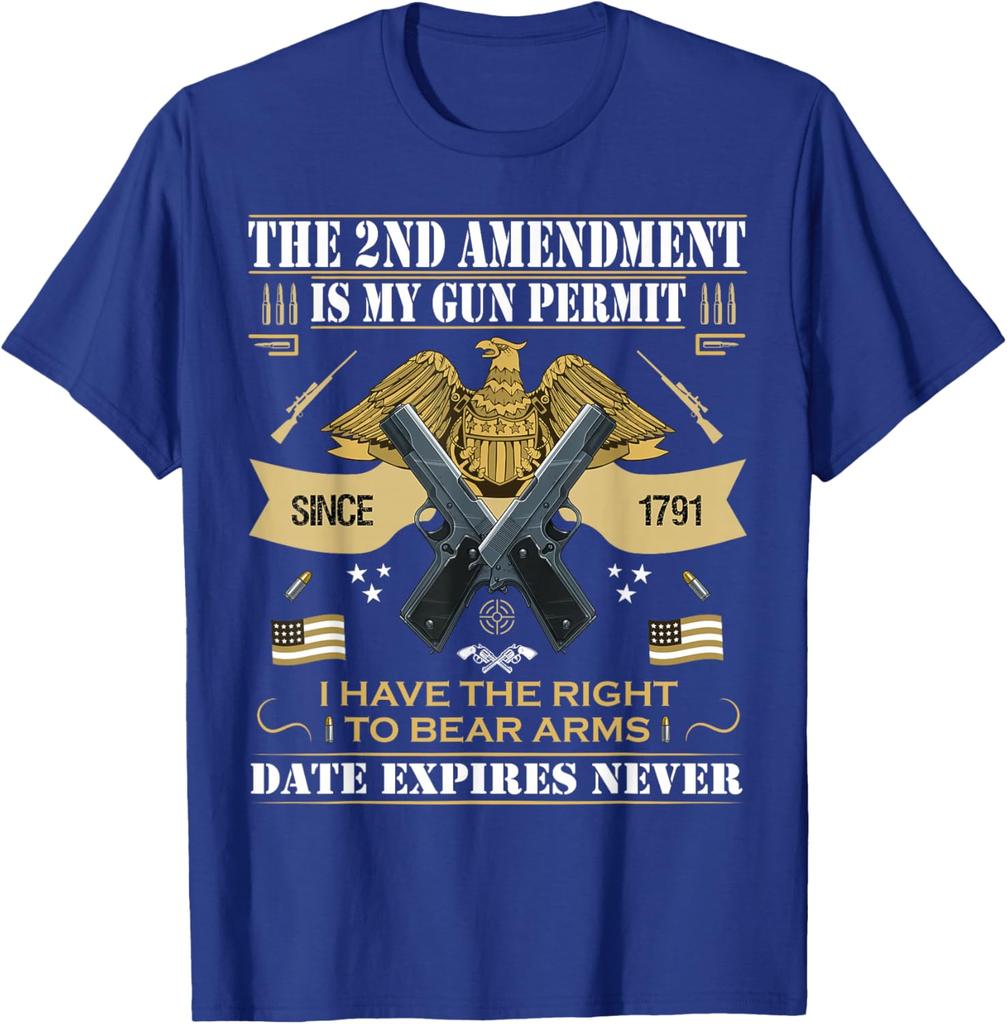 Pro Gun Second Amendment Is My Gun Permit USA American Flag TShirt 100 Cotton ONeck Short Sleeve Summer Casual Mens Tshirt