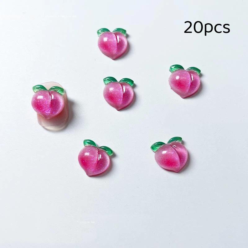 20Pcs Resin Fruit Nail Charms Jewelry Nail Art Decorations Parts Sweet 3D Mini Red Cherry Nail Art Accessories Diy Manicure Tool