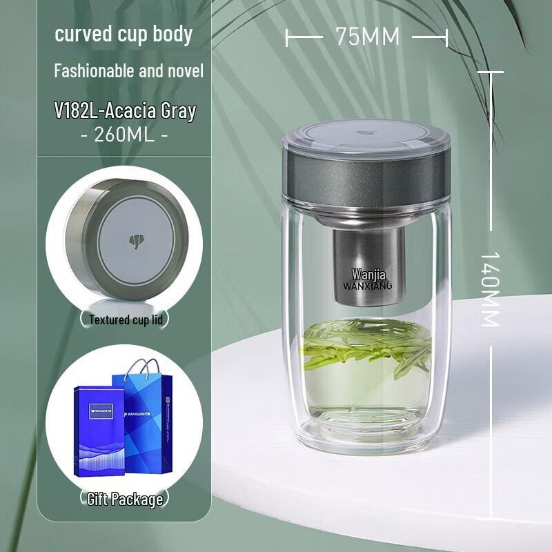 Wanxiang Double-Wall Glass Tea & Water Bottle with Infuser