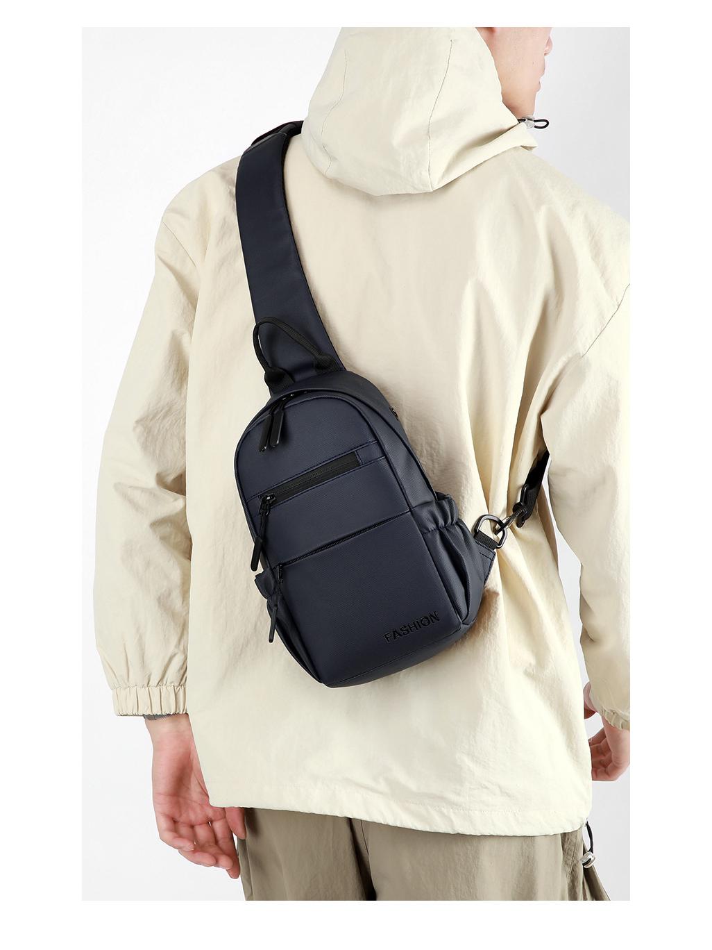 

Мужская многослойная нагрудная сумка-кроссбоди большой вместимости для занятий спортом на открытом воздухе и деловых поездок чёрный