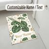 Tropical Leaves Theme Soft Crystal Velvet Rug Custom Name & Text Print Non Slip Floor Rug for Bedroom Living Room