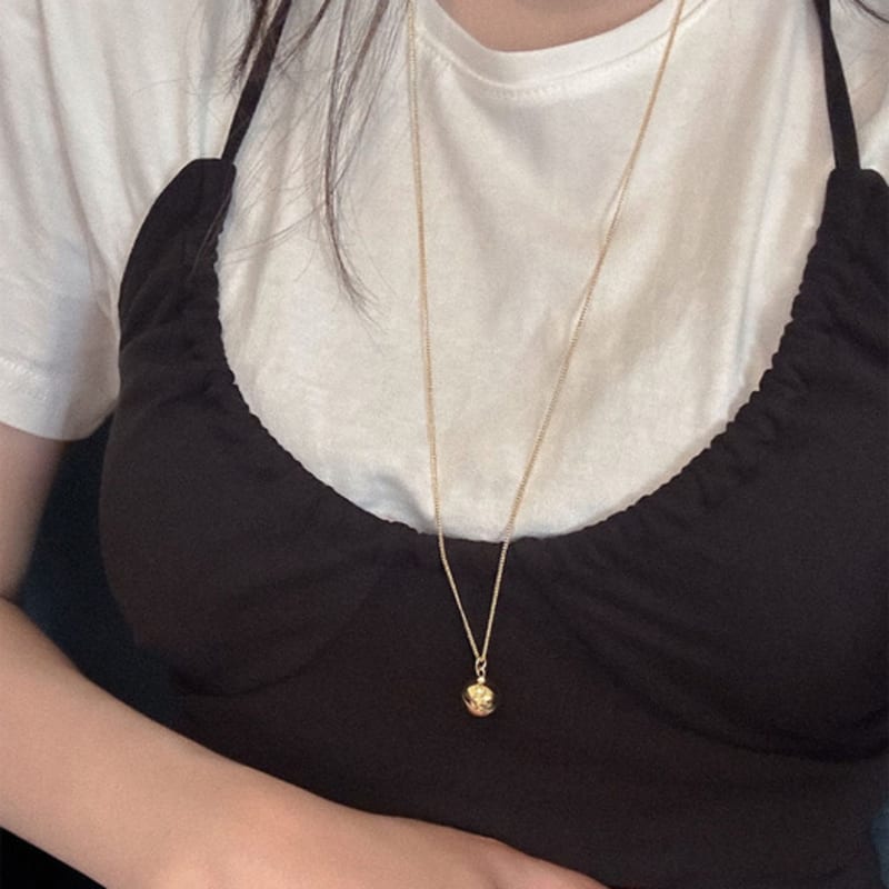 Youngglow Silver925 Silver Ball Long Necklace (2color)