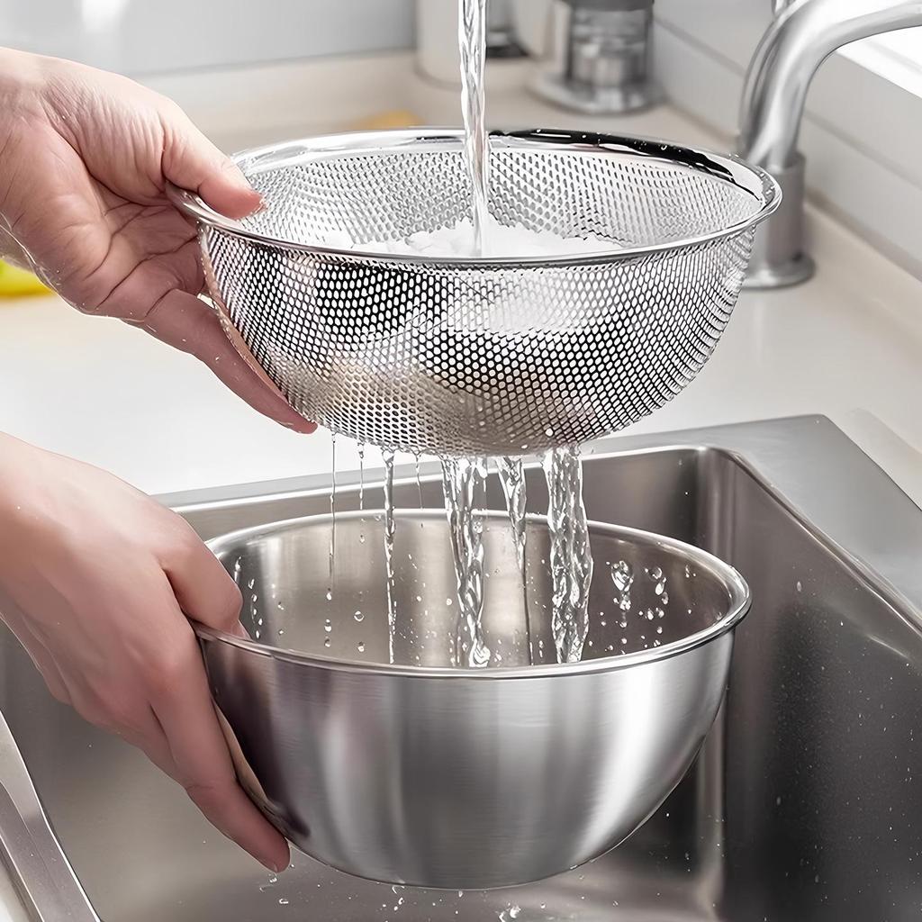 Food Grade Stainless Steel Colander & Strainer Basket for Washing Vegetables and Rice